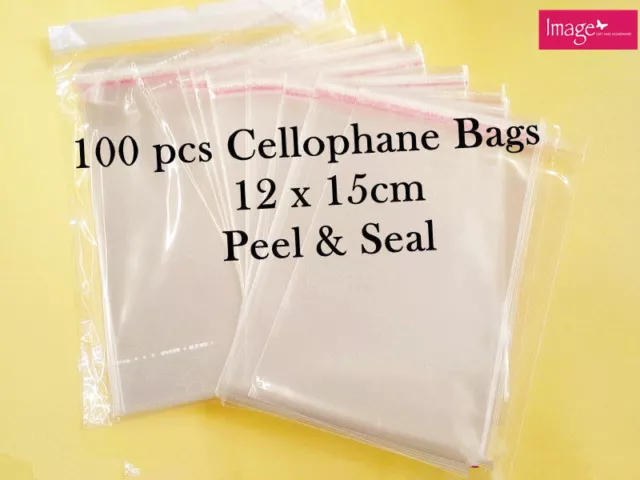 100 Cellophane Cello Bags Self Adhesive Peel & Seal Bag 12x15cm PA025