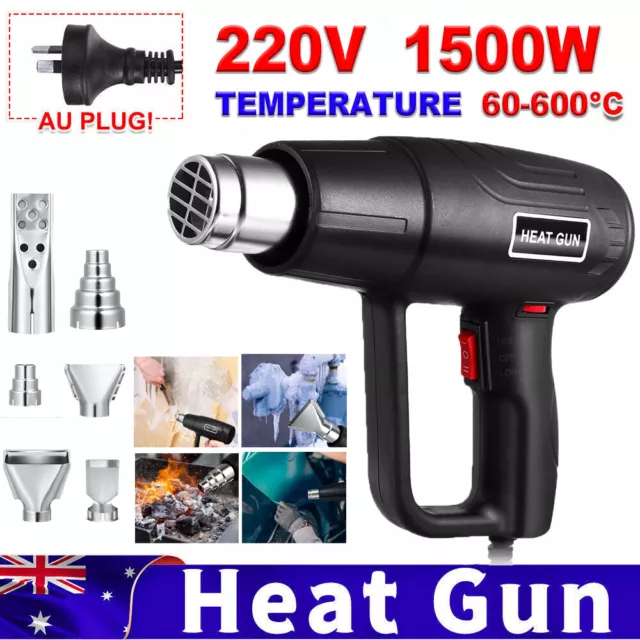 1500W Electric Heat Gun Hot Air Adjustable Temperature 6 Nozzle DIY Heating Tool