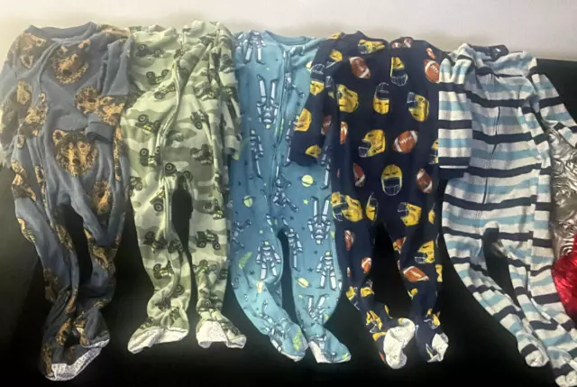 lot of 5 - Carters, etc Fleece Footed Pajama Blanket Boys Sleepers Sz. 6