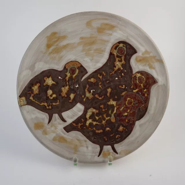 Keramik Wandteller 60er Jahre Vögel ca. 31 cm Durchmesser