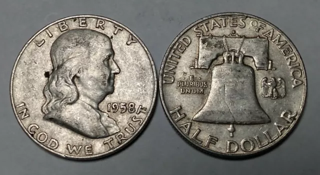 1x Franklin Half Dollar - 90% Silver Coin - US $0.50 1948-1963
