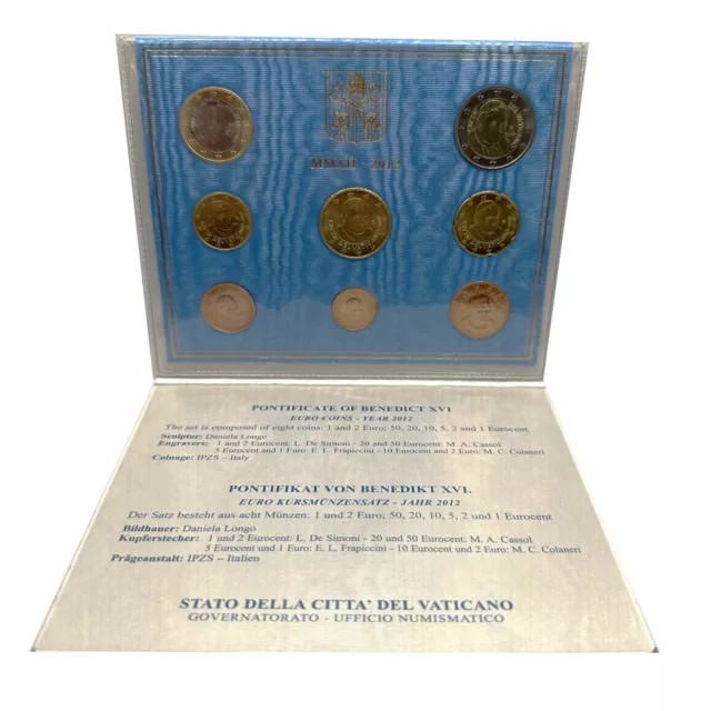 Vatikan Euro Kursmünzensatz 2012 Papst Benedikt XVI 1c - 2€