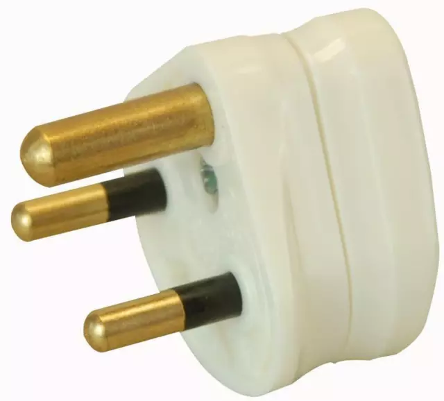 2A/AMP 3 Round Pin Mains Plug for Wall Light/Lamp/Socket - WHITE