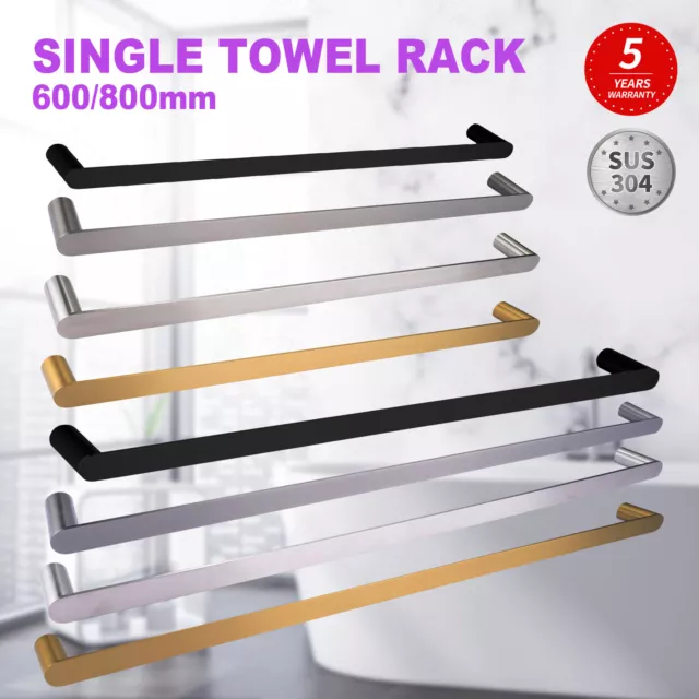 ACA Bath 600/800mm Single Towel Rail Rack Stainless Steel 304 Bar Wall Mounted