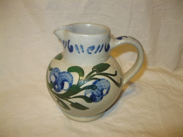 Ancien PICHET 50cl SCHMITTER BETSCHDORF en GRES GRIS et BLEU Poterie Alsace