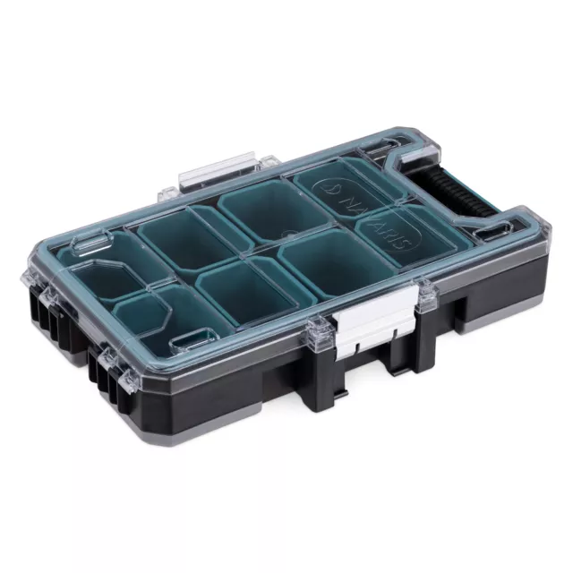 Caja para tornillos con 8x compartimentos para guardar tacos y piezas pequeñas