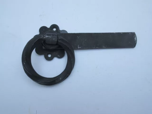 Reclaimed cast iron garden gate door ring pull handle and latch bar display prop