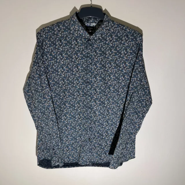 Paul Smith Mens Long Sleeve Button Floral Pattern Collar Slim Fit Shirt Size XL