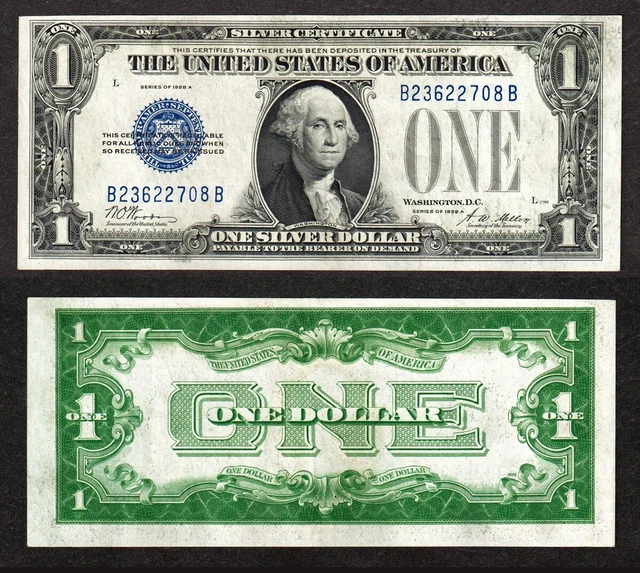 $1 1928-A Silver Cert, Fr. 1601  Funny Back Ch CU