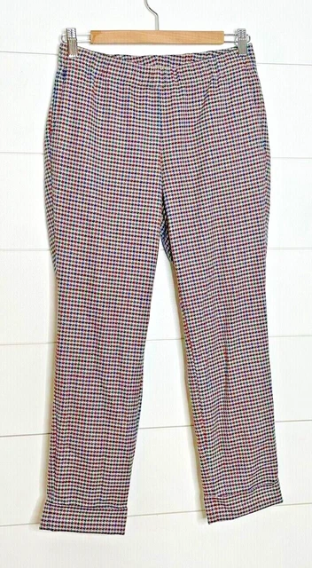 J Jill Size 6 Petite Knit Cuffed ankle Leg Pants Houndstooth Plaid Pull On