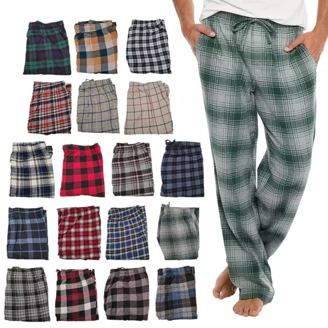 Ex-Brand Mens Pyjamas Lounge Pants Flannel Check Bottoms Trouser Nightwear PJs