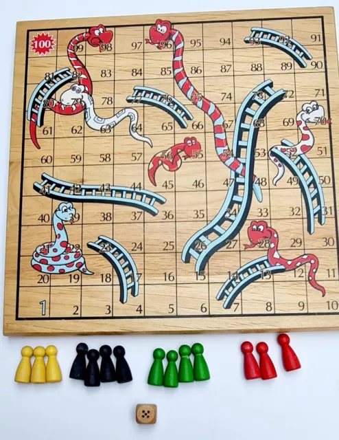Snakes & Ladders - Ludo Double Game Board Solid Wood