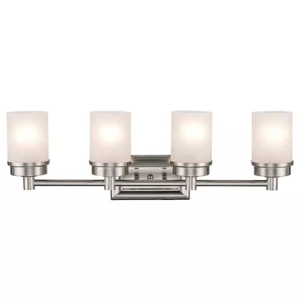 Fusion 27.5 in. 4-Light Brushed Nickel Bathroom Vanity Light Fixture