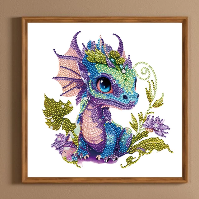 5D DIY Partial Special Shaped Drill Diamond Painting Kit Dragon Decor 30x30cm