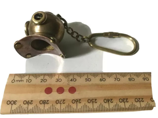 Solid Brass Nautical Collectable  Diver Helmet Key Ring