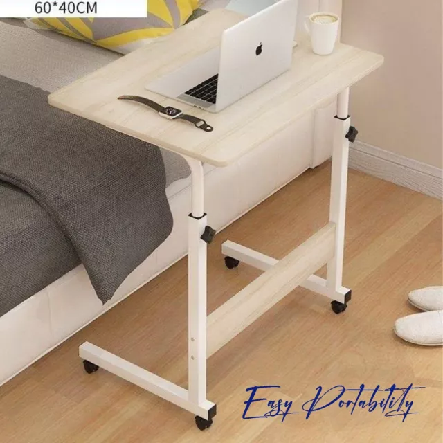 Overbed Height Adjustable Hospital Laptop Side Table Over Bed Desk With Wheels 3