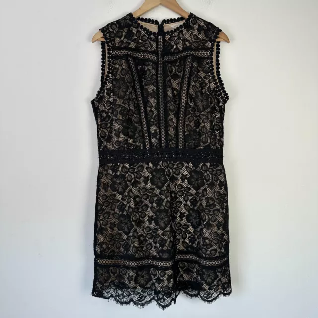 Lipsy Dress Love & Roses Women's Size 16 Black & Cream Lace Short Lace Lined New