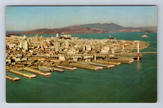 San Francisco CA- California, Aerial View Town Area, Vintage Postcard