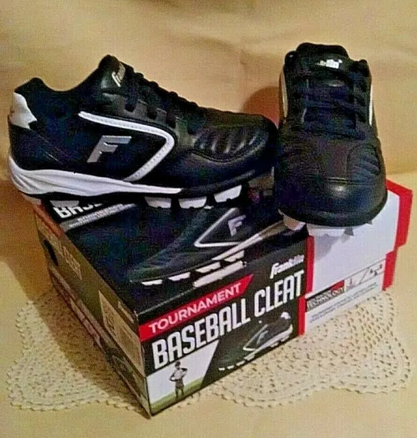 Baseball Cleats New Youth Size 12 Franklin Tournament Cleat Black White Shoes.