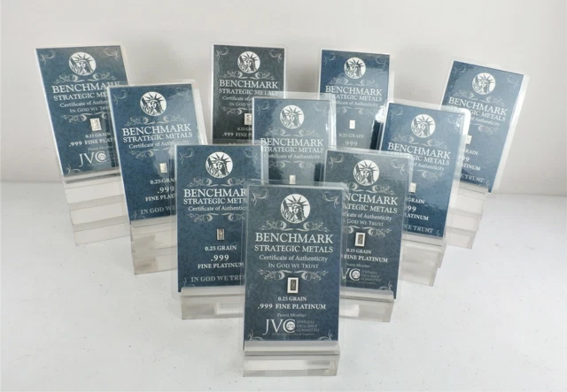 10 PAK WOW! PLATINUM PURE.9995 PLATINUM 1/60 of a gram perBULLION BAR A22
