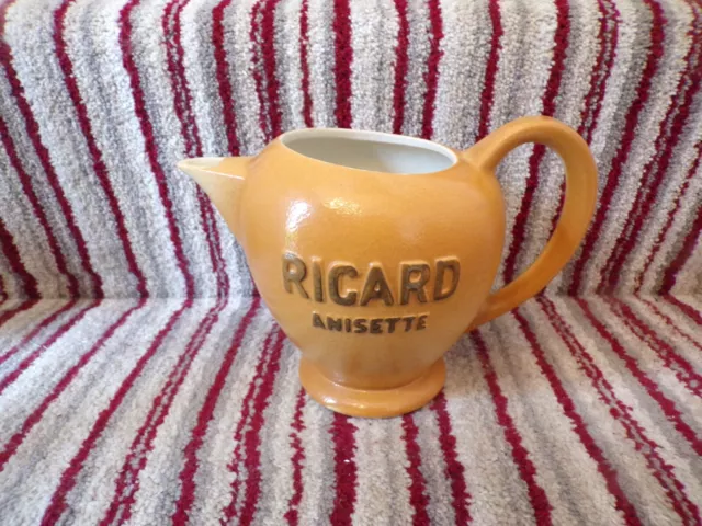 Vintage Ricard Anisette Ceramic Jug Orange Colour French.