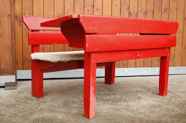 Panca scuola antica vintage scrivania bambini panca fiori retrò anni '50 rossa