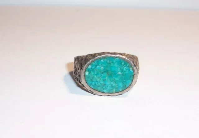 Vintage Southwest Native American Indian Sterling with Turquoise Ring Size 9