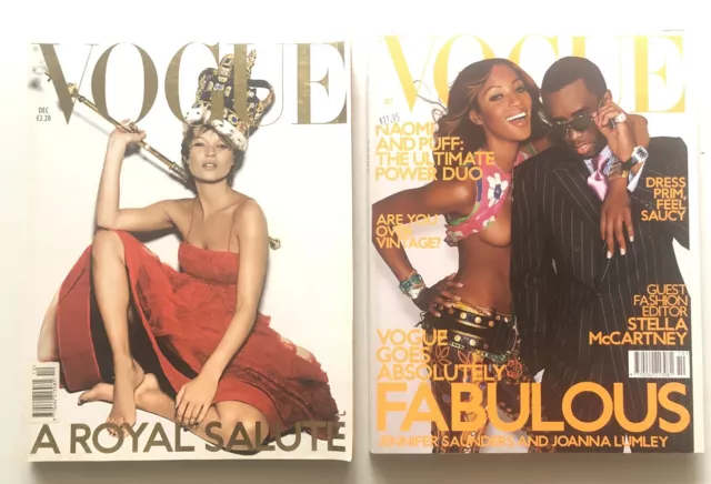 UK British Vogue October + December 2001 Kate Moss Naomi Campbell Diddy Royal