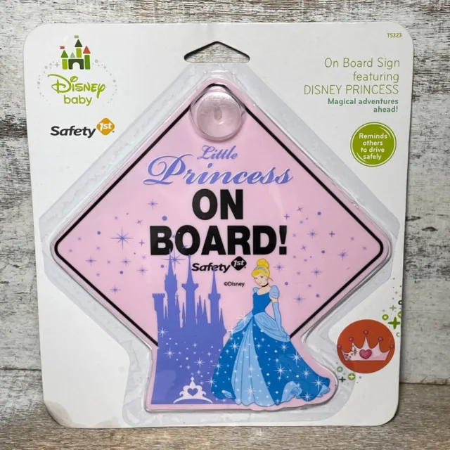 Disney Baby Cinderella Little Princess On Board Sign Safety 1st Car Window New