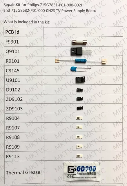 [P13] Kit réparation TV Philips 715G7831–P01-000-002H & 715G8682-P01-000-0H2S