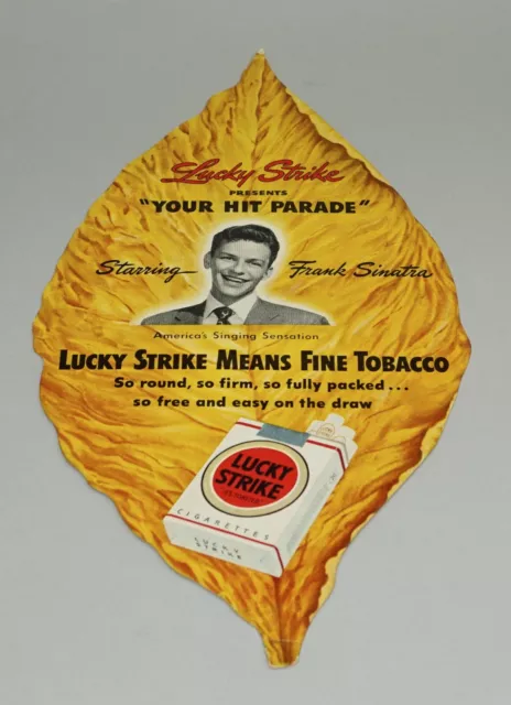 Circa 1940S Frank Sinatra Lucky Strike Cardboard Advertising Sign 7 1/2" X 13"