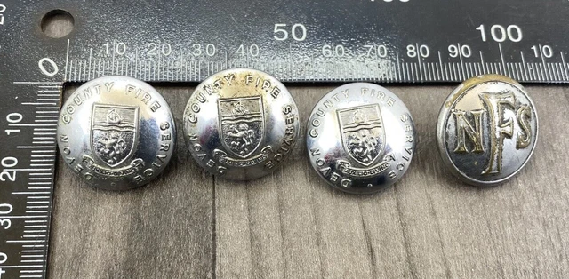 Devon County Pin UNIFORM BUTTONS DEVON County Fire Service Coat Of Arms x 3 & NFS ...
