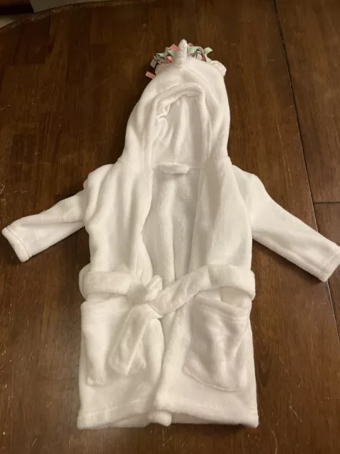 Modern Baby White Unicorn Robe with Tie Front Fits Up to 9M