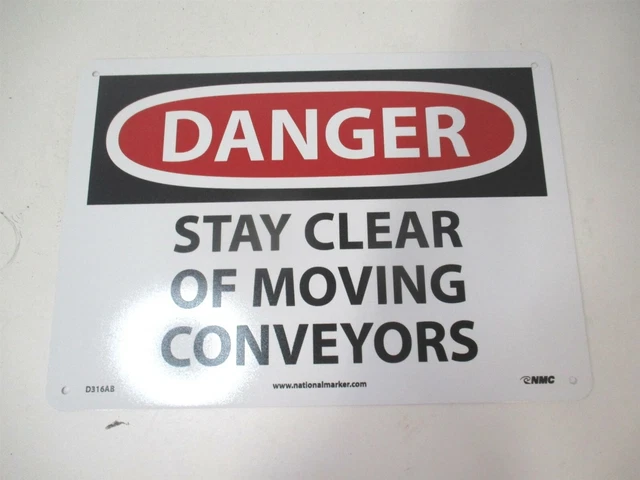 National Marker (D315AB) 10" x 14" Danger Stay Clear of Moving Conveyors Sign