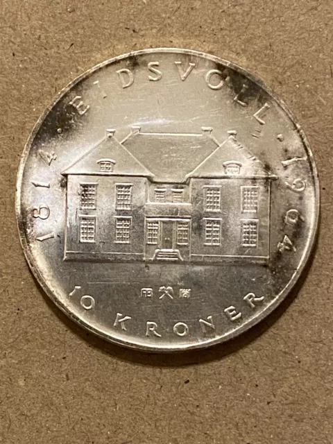 NORWAY 1964 Silver 10 Kroner Gem BU PL