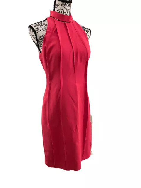 Elie Tahari Womens Viola Sleeveless High Neck Cocktail Dress 6 Color Begonia NWT
