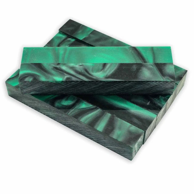 Pluma de acrílico en blanco, perla verde bosque y remolino negro, paquete de 7, legado