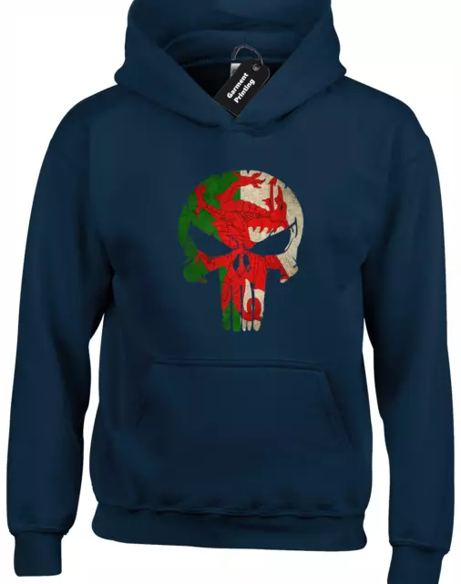 Wales Skull Flag Hoody Hoodie Welsh Rugby Football Fan Gift Present Idea Cool