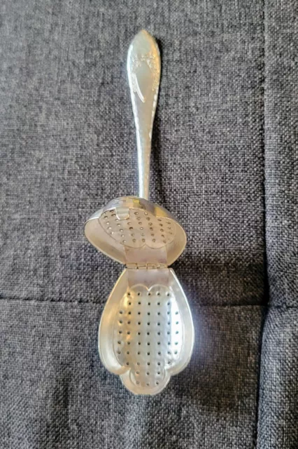 Infuser-Strainer Vintage EPNS Tea Leaf Spoon 6" Silver Plated