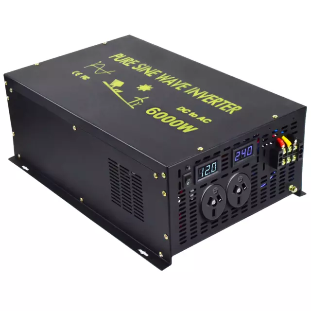 6000W Pure Sine Wave Inverter 12V to 240V Power Car Converter DC to AC Truck RV