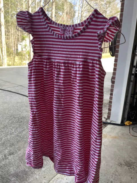 Girls Pink & White Striped RUFFLE GIRL Boutique Dress, Short Sleeve, Size 8