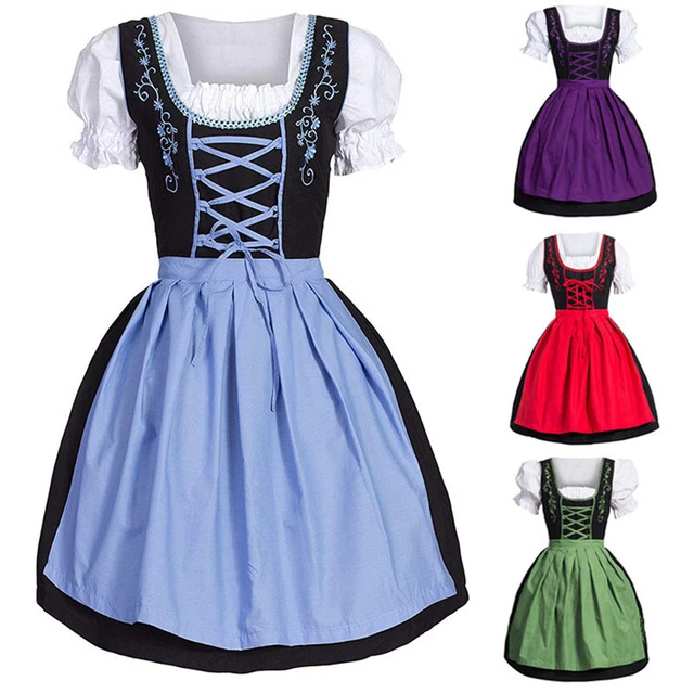 DE Oktoberfest gonna da cameriera grembiule + abito performance costume dirndl taglia M-5XL-