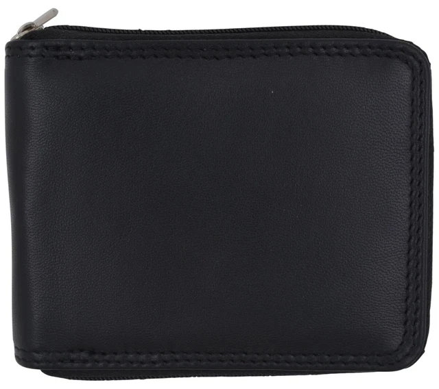Mens RFID Blocking Leather Wallet Credit Card ID Holder Zipper Purse Waterproof