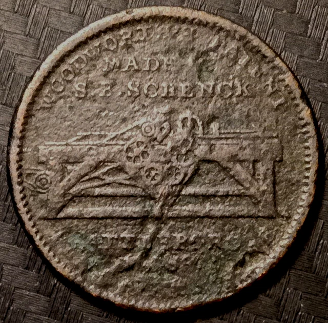 Very Rare Hard Times Token - Peck & Burnham - Woodworth's Patent - Schenck