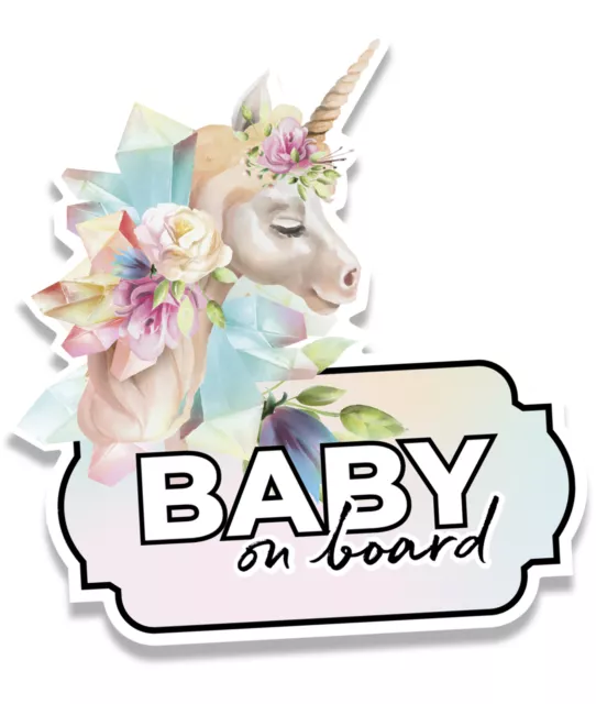 Baby on Board Tiere Einhorn Aufkleber Folie Auto Sticker Familie Kinder KFZ Y044