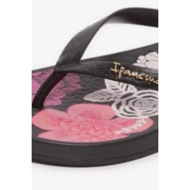 Ipanema Temas Ana Bloom Casual Flip Flop Sandals Black Pink Womens Size 5 NEW 3