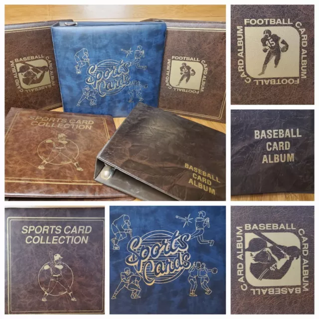 ⚾️🏈🏀 Vintage Sports Card Binder Album Book 3-Ring Empty LOT of 5 Blue & Brown