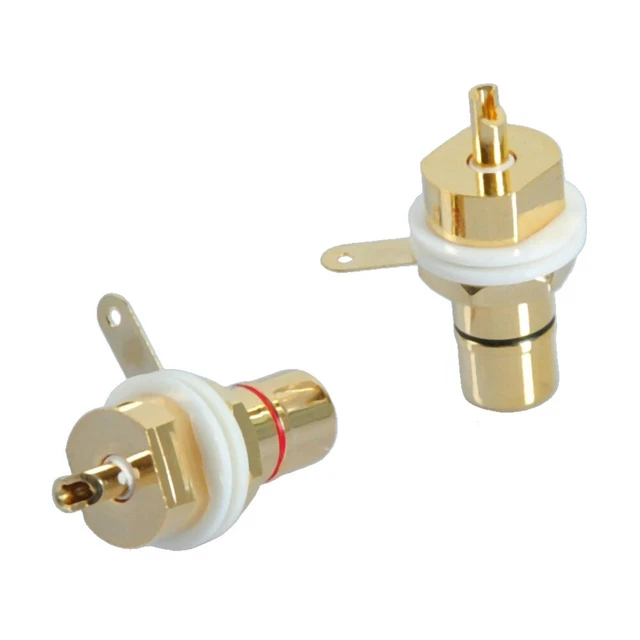 Panel Mount RCA Female Phono Jack Connector Gold Plated for Guitar Amp 4pcs