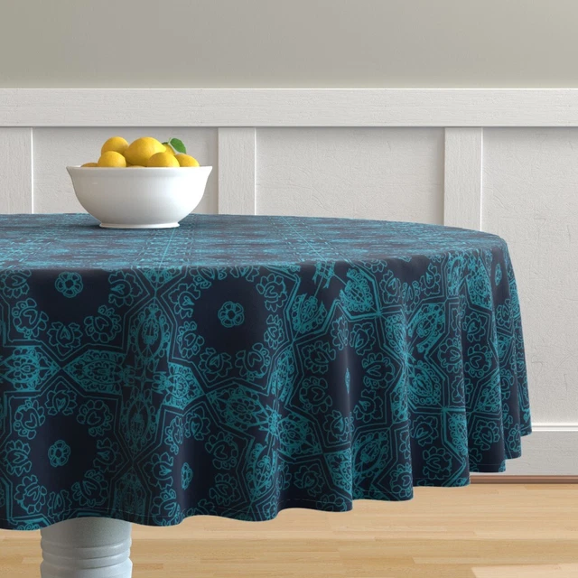 Round Tablecloth Moroccan Tile Mexican Tile Tiles Spanish Tile Cotton Sateen