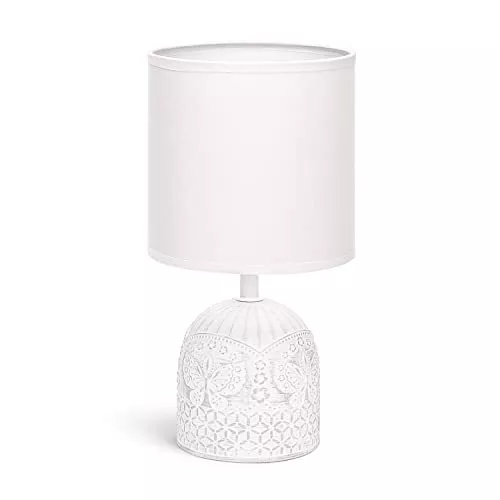 Aigostar - Lampe de Table Lampe en Céramique Douille E14 Corps Blanc Avec Gra...